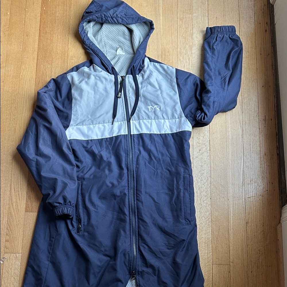 TYR Blue and Light Gray Hooded Jacket